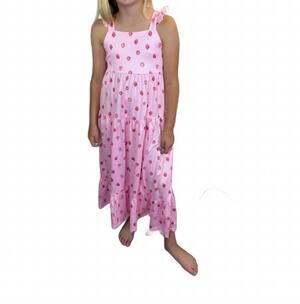 NEW MILA & ROSE ruffle midi dress in sweet strawberries